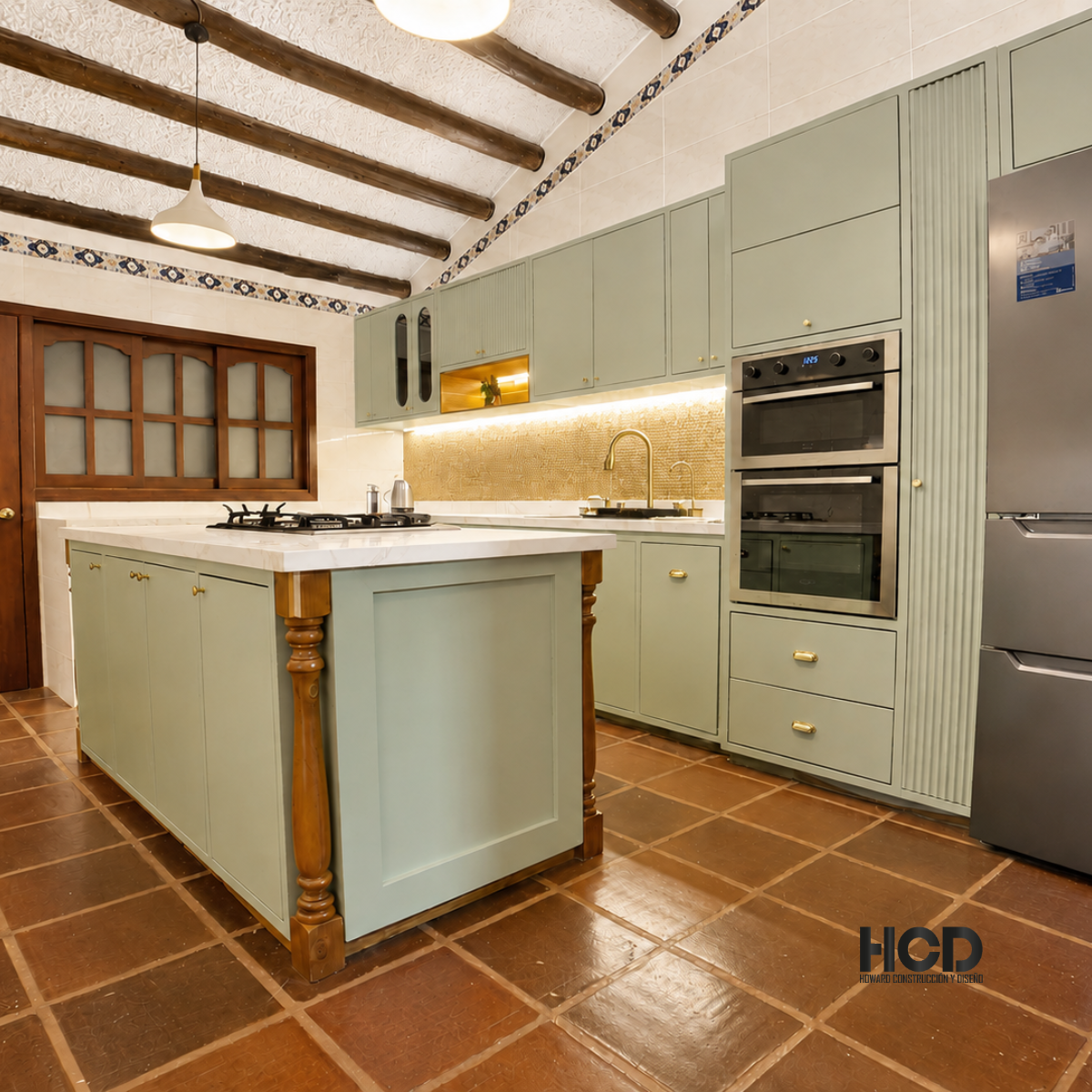 Cocina Verde Sereno terminada en Bogotá.